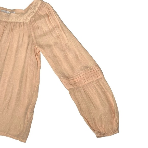 LC LAURA CONRAD Sheer Peach Square Neck Peasant Boho Top Women's Size M - Picture 11 of 16